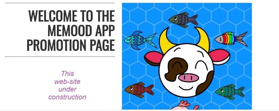 Memood smilling cow with calm/happy fish around it